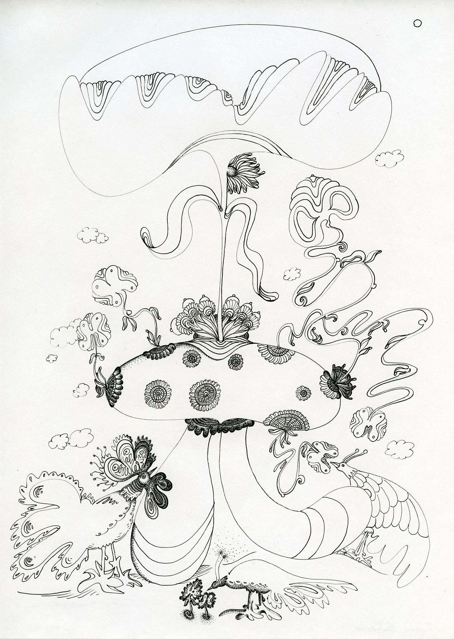 Life Bursts Forth. Paradise Birds Greeting the Dawn at the Moment of the Blooming Fragrant Slender-Stemmed Runner. Joy and Rejoicing Fill the Divine Space