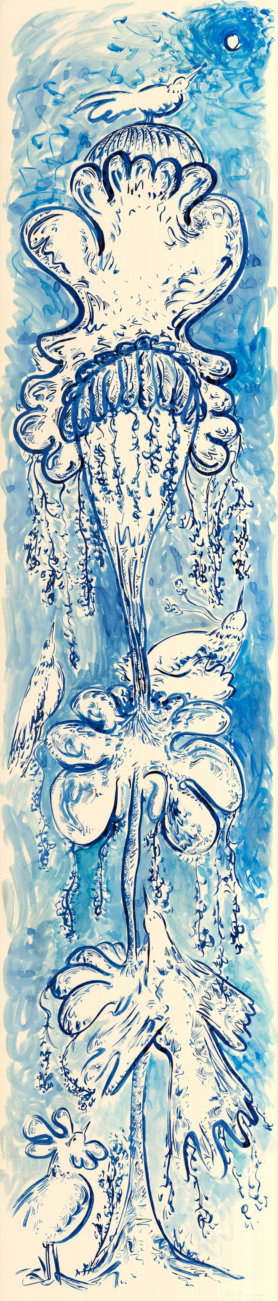 Paradise Birds Enjoying the Fragrant Bloom of the Magnificent Crown-Bearer